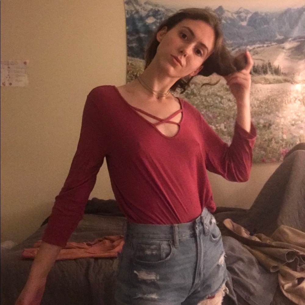 Pink half sleeved top